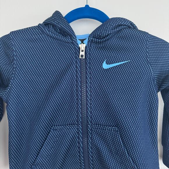 Nike Dri-Fit Zip Up Hooded Sweatshirt in Midnight Navy - Picture 3 of 7